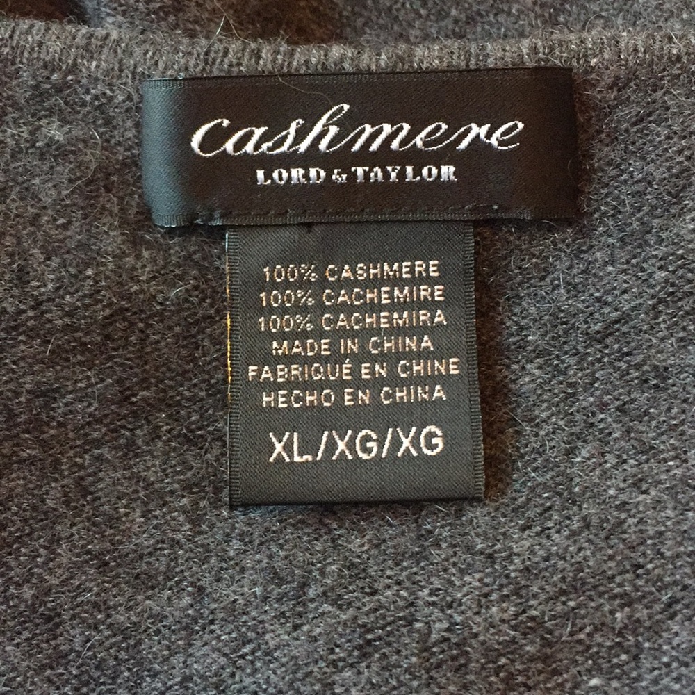 Lord and Taylor cashmere sweater XL gray twist front - Picture 5 of 6